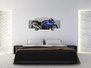 Obraz modrého motocykla (Obraz 150x70cm)
