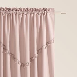 Ružový záves Astoria so strapcami na riasiacej páske 140 x 280 cm Ružová