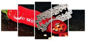 Obraz papriky s žiletkou (Obraz 150x70cm)