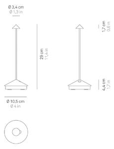 Zafferano Pina 3K dobíjacia stolová lampa IP54 corten