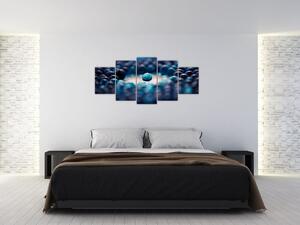 Obraz modré sklenené guľôčky (Obraz 150x70cm)