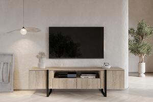 TV skrinka Verica 200 cm s otvorenou policou - dub piškótový / čierne nožičky