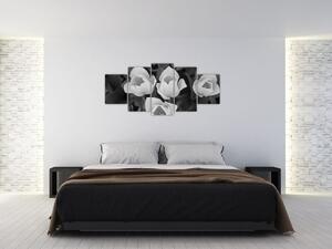 Čiernobiele kvety (Obraz 150x70cm)