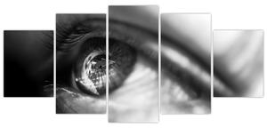 Čiernobiely obraz - detail oka (Obraz 150x70cm)