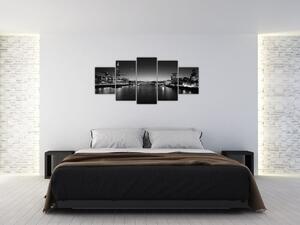 Čiernobiely obraz mesta (Obraz 150x70cm)