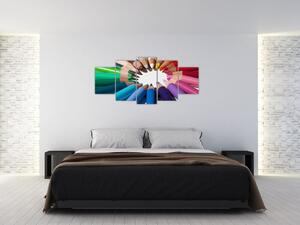 Obraz - kruh z farebných pasteliek (Obraz 150x70cm)