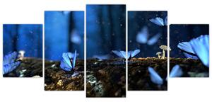 Obraz - modrí motýle (Obraz 150x70cm)