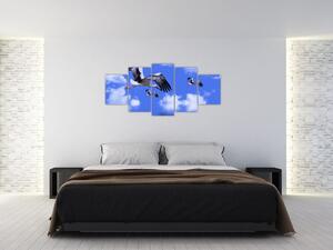 Obraz letiacich bocianov (Obraz 150x70cm)