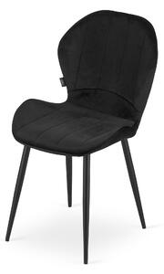 Čierna zamatová stolička TERNI s čiernymi nohami