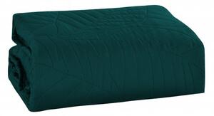 Tyrkysový prehoz na posteľ so vzorom LEAVES Rozmer: 200 x 220 cm