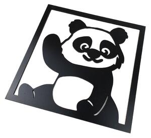 Veselá Stena Drevená nástenná čierna dekorácia Roztomilá panda