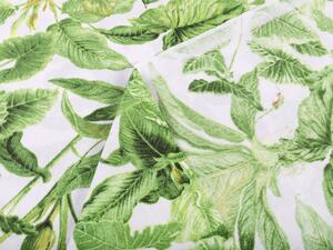 Bavlnená látka/plátno Sandra SA-297 Zelené izbové rastliny na bielom - šírka 160 cm
