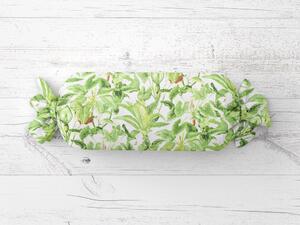Biante Vankúš valec bonbon Sandra SA-297 Zelené izbové rastliny na bielom 15x80 cm