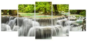Obraz lesných vodopádov (Obraz 150x70cm)