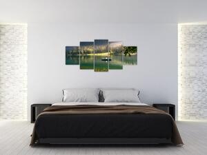 Obraz loďky na jazere (Obraz 150x70cm)