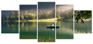 Obraz loďky na jazere (Obraz 150x70cm)
