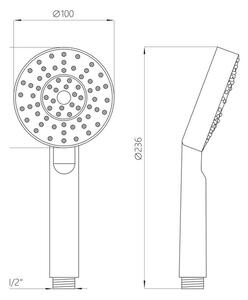 Mereo, Nástenná vaňová batéria Dita so sprchovou tyčou, hadicou, ručnou a tanierovou sprchou o 235mm, MER-CBE60101SAD