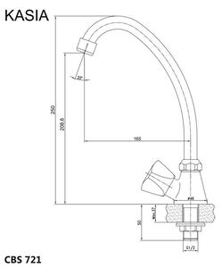 Mereo, Drezový kohútik stojankový, Kasia, výška kohútiku 250 mm, chróm, MER-CBS721