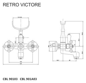 Mereo, Vaňová nástenná batéria, Retro Viktorie, 150 mm, bez príslušenstva, chróm, MER-CBL90103