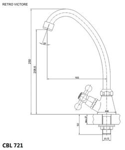Mereo, Drezový kohútik stojankový, Retro Viktorie, výška kohútiku 250 mm, chróm, MER-CBL721