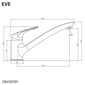 Mereo, Drezová stojanková batéria, Eve, s plochým ramienkom 210 mm, chróm, MER-CBV20101