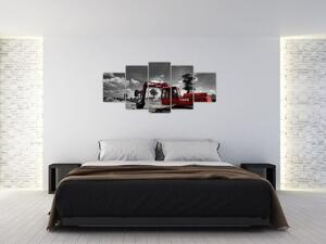 Obraz, červený bager (Obraz 150x70cm)