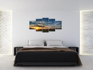 Západ slnka na poli - moderný obraz (Obraz 150x70cm)