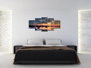 Západ slnka v prístave - obraz na stenu (Obraz 150x70cm)