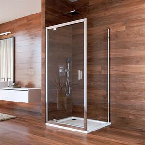 Mereo Lima, sprchovací kút 800x800 cm, štvorec, pivotové dvere a pevný diel, chróm ALU, sklo Číre, MER-CK86913K