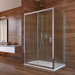 Mereo Lima, sprchovací kút 1000x800 cm, obdĺžnik, zasúvacie dvere a pevný diel, L / P, chróm ALU, sklo Point, MER-CK86412K