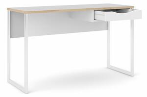 Tvilum Biely písací stôl EFREM PLUS 512 s 1 zásuvkou a doskou v dekore dub