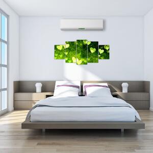 Zelená srdiečka - obraz do bytu (Obraz 150x70cm)
