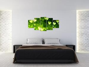 Zelená srdiečka - obraz do bytu (Obraz 150x70cm)