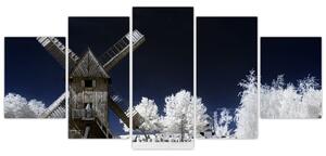 Veterný mlyn v zimnej krajine - obraz (Obraz 150x70cm)