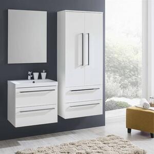 Mereo, Bino, kúpeľňová skrinka vysoká, dvojitá, 65x33x163 cm, biela, MER-CN669