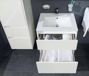 Mereo, Opto, kúpeľňová skrinka s keramickým umývadlom 61x46x60 cm, biela lesklá, MER-CN910