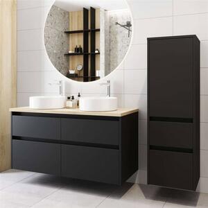 Mereo, Opto, kúpeľňová skrinka s keramickým umývadlom 101x46x60 cm, čierna supermat, MER-CN942