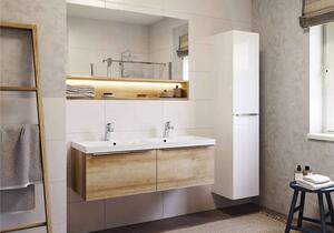 Mereo, Mailo, kúpeľňová skrinka vysoká 170 cm, biela, dub, antracit, MER-CN544LPB