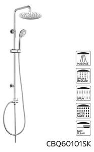 Mereo, Sprchový set Sonáta s tyčou, hadicou, ručnou a hlav. guľatou sprchou, MER-CB60101SPA