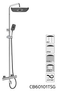 Mereo, Termostatická nástenná vaňová batéria so sprchovou súpravou bez prísl. (tanier, sprcha, hadica), MER-CB60101TSG