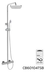 Mereo, Termostatická nástenná sprchová batéria s hadicou, ručnou a tanierovou hranatou sprchou 255x190mm, MER-CB60104TSJ