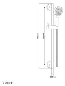 Mereo, Sprchová súprava, jednopolohová sprcha, dvojzámková nerez hadica, nastaviteľný držiak, plast /chróm, MER-CB900C
