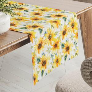 Biante Dekoračný behúň na stôl Rongo RGP-509 Akvarelové slnečnice na bielom 20x120 cm