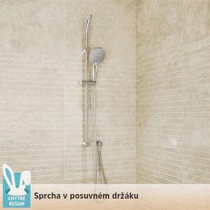 Mereo, Sprchová súprava, trojpolohová sprcha, šedostrieborná plastová hadica, horný držiak sprchy, MER-CB900F