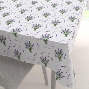 Biante Dekoračný obdĺžnikový obrus Rongo RGP-508 Vetvičky levandúľ Provence na bielom 50x100 cm