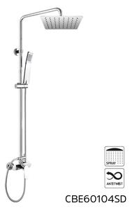 Mereo, Nástenná sprchová batéria Viana so sprchovou tyčou, hadicou, ručnou a tanierovou hranatou sprchou, MER-CBE60104SD