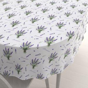 Biante Dekoračný oválny obrus Rongo RGP-508 Vetvičky levandúľ Provence na bielom 50x100 cm