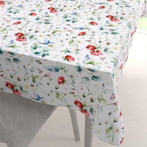 Biante Dekoračný obdĺžnikový obrus Rongo RGP-507 Akvarelové kvety s kolibríkmi na bielom 50x100 cm