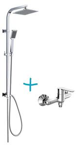 Mereo, Sprchová súprava Quatro, plastová hlavová sprcha a jednopolohová ručná sprcha vrátane batérie Zuna, MER-CB609AZ