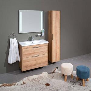 Mereo, Vigo, kúpeľňová skrinka s keramickým umývadlom, 61x40x72 cm, dub riviera, MER-CN321